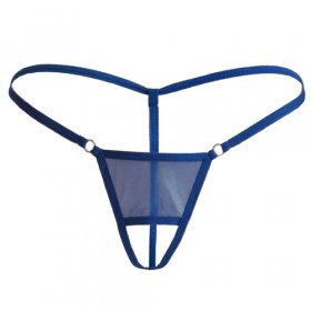 Thin Strip Crotchless Spliced With Mesh Panty T-back