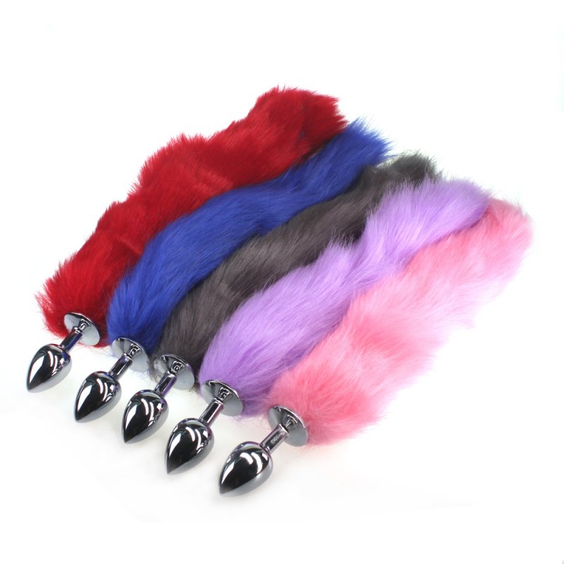 Colorful Fox Tail Stainless steel Butt Plug - Click Image to Close