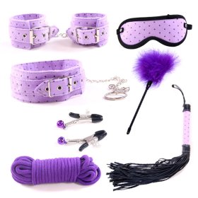 Purple Plush Bondage Kit - 7 Pcs