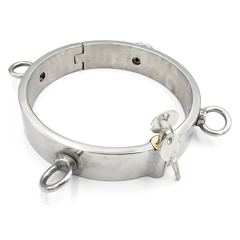 Thick Iron Locking Collar With 4 Ring For Male And Female - Click Image to Close