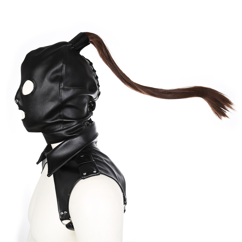 Bondage Hood With Wig - Click Image to Close