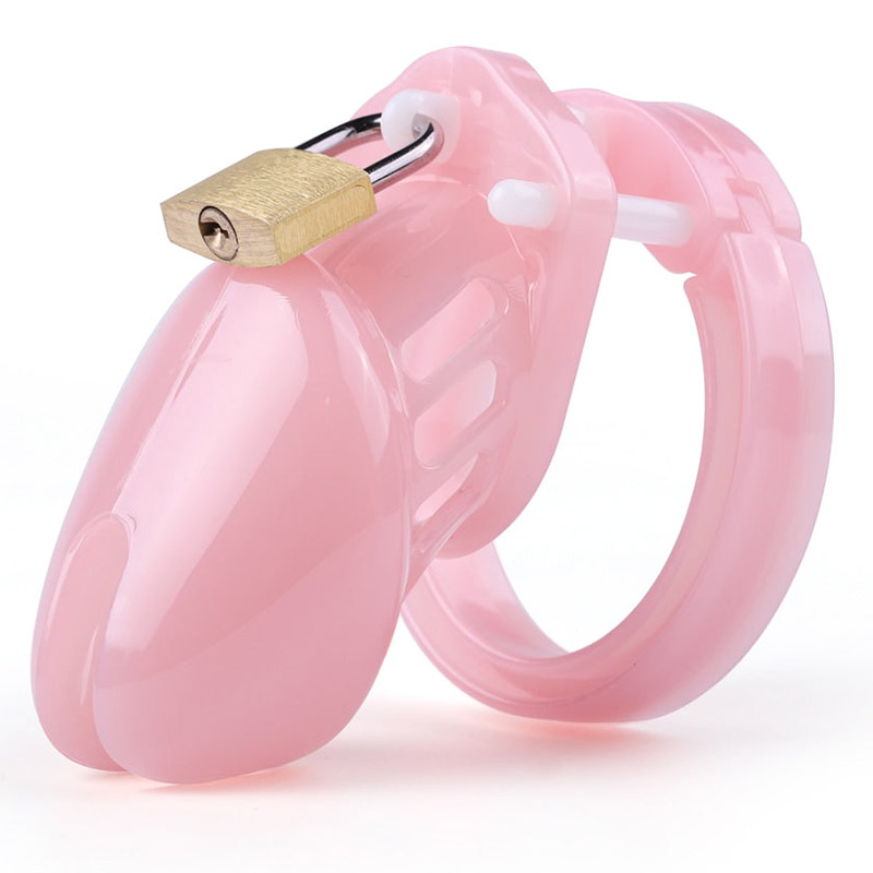 CB-6000S Short Male Chastity Cage - Pink - Click Image to Close