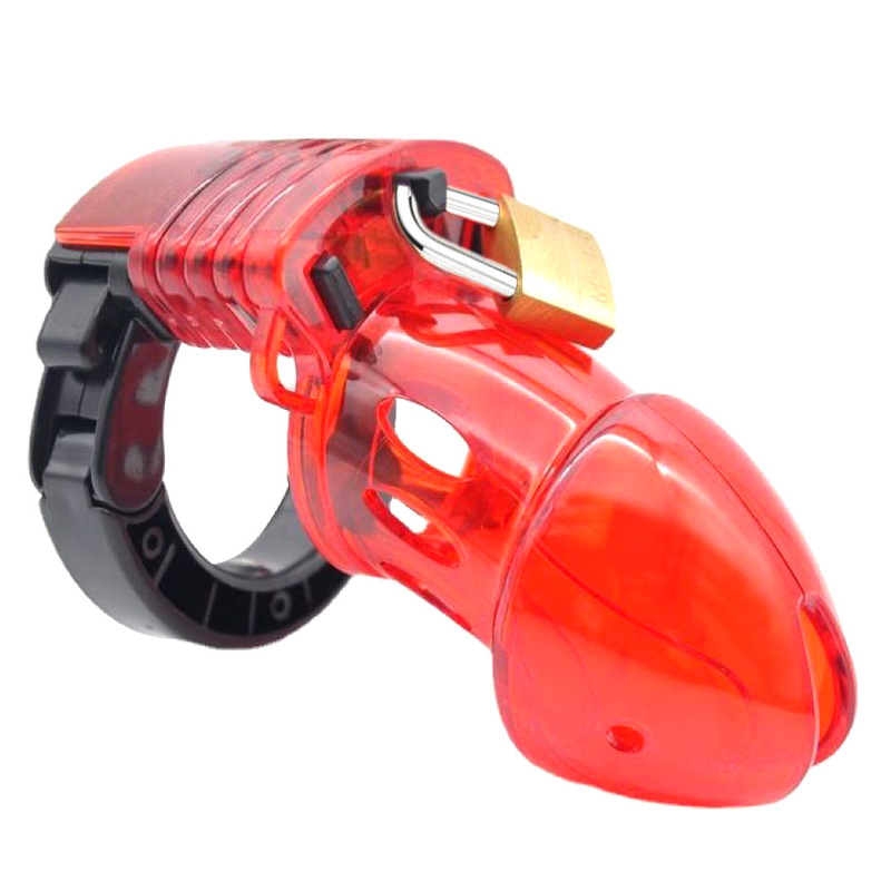 Adjustable Male Cock Cuff Chastity Device - Red - Click Image to Close