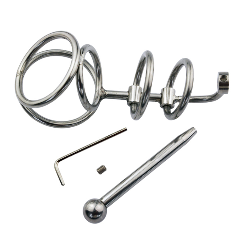 Triple Rings Base and Steel Urethral Tube - Click Image to Close