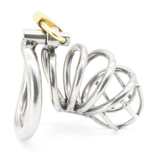 Bent Ring Stainless Steel Chastity Cage - Click Image to Close