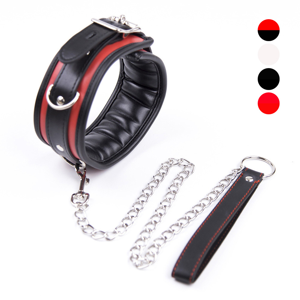 Black And Red Thick D Ring Neck Collar - Click Image to Close