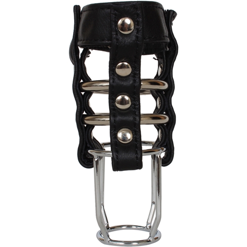 Leather & Steel Cock Cage - Click Image to Close