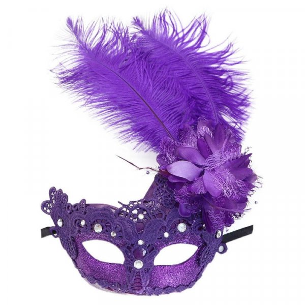 Feather Masquerade Mask - Lace