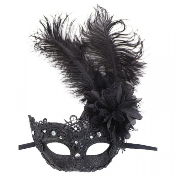 Feather Masquerade Mask - Lace