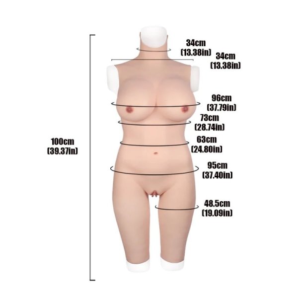 Silicone Breast Vagina Bodysuit -Cotton