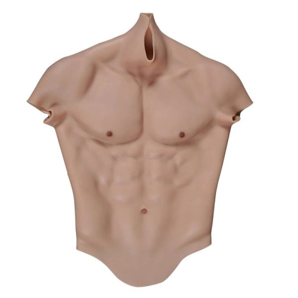 Fake Muscle Silicone Male Chest Half Body Suit