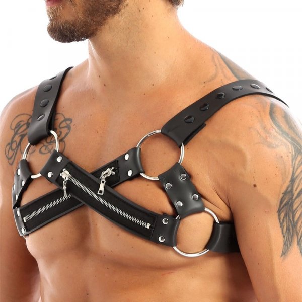 Cross-Body Zipper Chest Harness