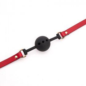 Silicone Ball Gag With Red& Black Strap