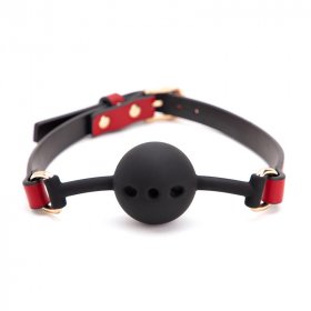 Silicone Ball Gag With Red& Black Strap