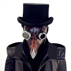 Plague Bird Doctor Mask Brown PU Leather Bird Beak Masks