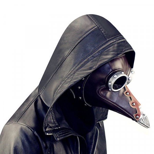 Plague Bird Doctor Mask Brown PU Leather Bird Beak Masks