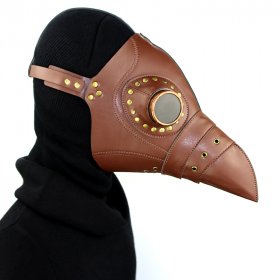 Light Brown Leather Plague Doctor Mask