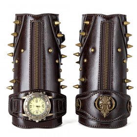 Men Leather Bracers Zipper
