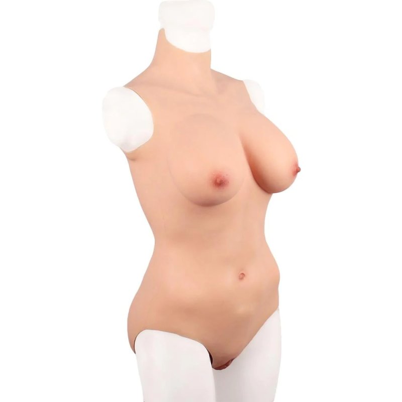 Breast Shape Triangle Fake Vaginal Jumpsuit-M-Cotton
