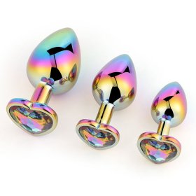 Holographic Jeweled Heart Butt Plug (Rainbow)