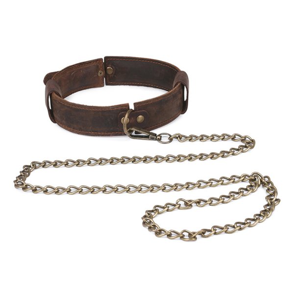 Vintage Pull-Up Real Leather Collar