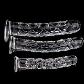 Ribbed Crystal Glass Realistic Dildo
