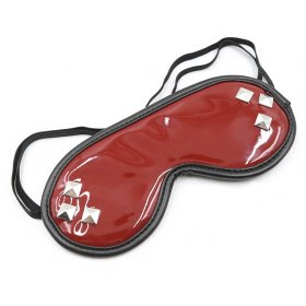 Red Wet Look Studded Eye Mask Blindfold