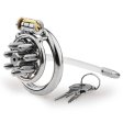 Spikes Flat Chastity Cage With Urethral Sound