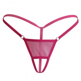Thin Strip Crotchless Spliced With Mesh Panty T-back