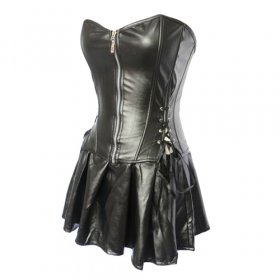 Hot Selling Zipper Leather One-piece Dress Body Shaper