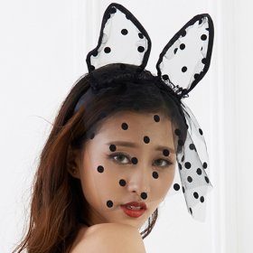 Cute Black Cat Ears Mesh Headwear For Party