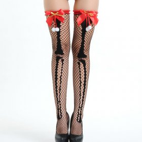 Horror Design Bone Pattern Women Long Stockings