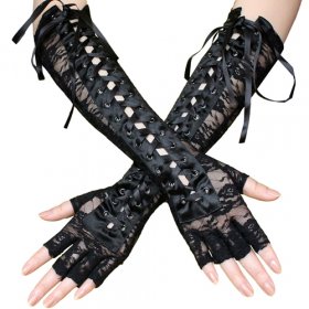 Sexy Lace Bandaged Dancing Half-finger Gloves
