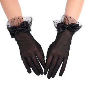 Black Lace Wedding Dancing Bowknot Gloves