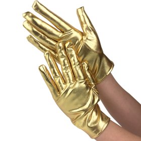 Short-length Faux Leather Dancing Show Gloves