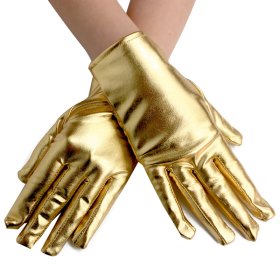 Short-length Faux Leather Dancing Show Gloves