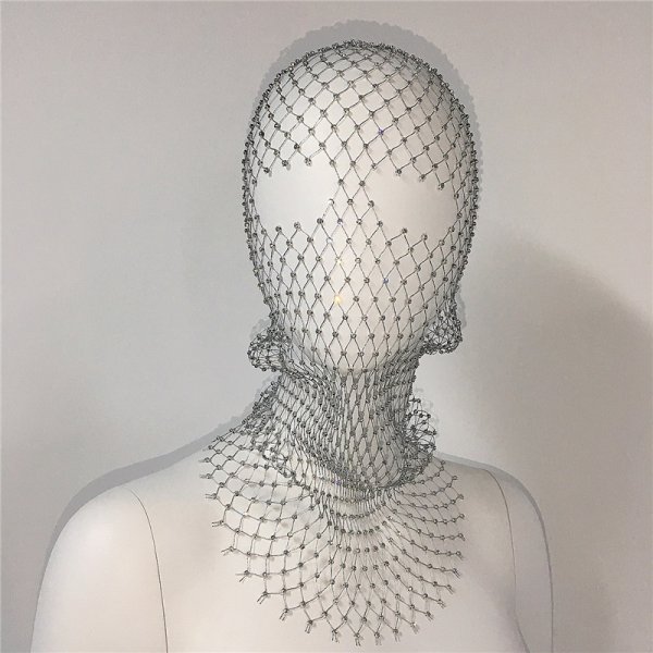 Hot Selling Rhinestones Fashion Party Mesh Hood