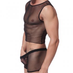 Powerful Mesh Penis Open Sexy Men Vest With Hipster