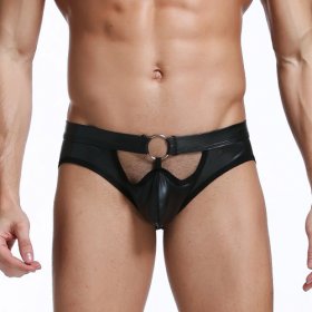 New Leather Hollowed-out Assless Briefs