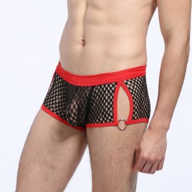 Men Hollowed-out Fish-net Hipster Underwear
