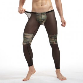 Nigth Show Spliced With Camouflage Mesh Shaping Pants