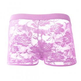 Alluring Front Hollowed-out Lace Boxer Briefs