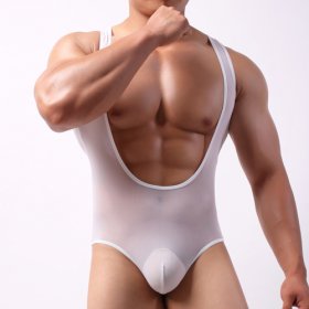 Men Topless Mesh One-piece Suit Nightwear