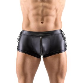 Sexy Faux Leather Zipper Bandaged Boxers
