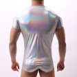 Fashion Show Patent Leather T-shirt For Men