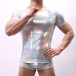 Fashion Show Patent Leather T-shirt For Men