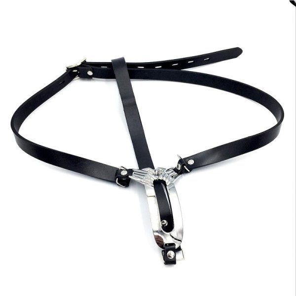 PU Leather Locking Chastity Belt