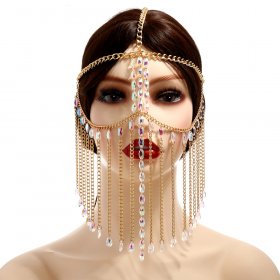 M104 Crystal Bead Face Chain Gothic Head Jewelry