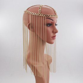 M110 Halloween Head Jewelry Long Tassel Metal Face Chain