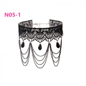 N305 Steam Punk Chain Tassel Lace Collar
